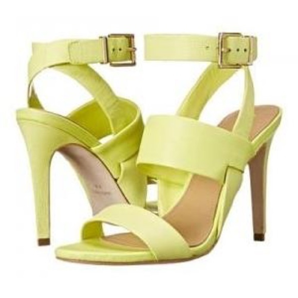 Bcbg Leather Sandal heels Citron. Great Condition
